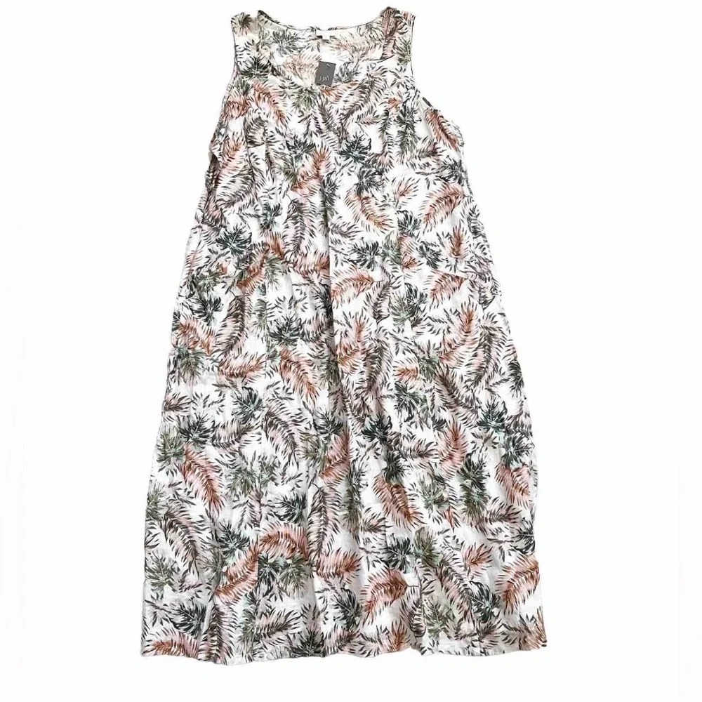 J. JILL NWT 100% LINEN MIDI/MAXI DRESS SIZE 4X W/ POCKETS CASUAL COOL EFFORTLESS